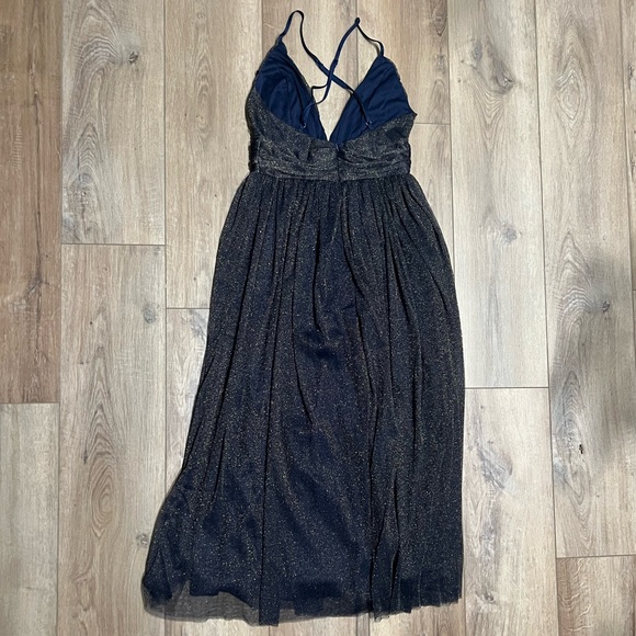 Dress Day Dresses & Skirts - Dress Day Women’s Elegant Navy Blue Gold Sparkle Evening Dress Small